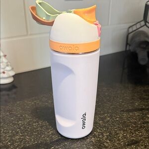 Owala Kids Water Bottle - White and Orange